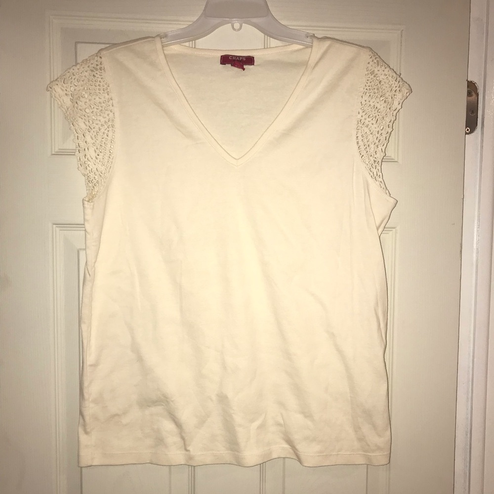 Chaps T-shirt. Cream color.